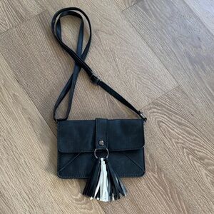 Chic Black and White Tassel Crossbody Bag